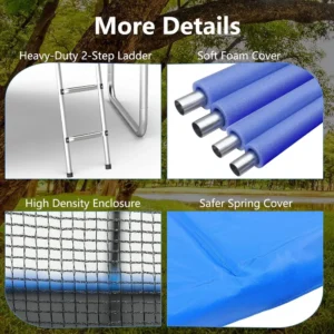 AOTOB 8FT 10FT 12FT 14 FT 15FT Trampoline with Safety Enclosure Net，Outdoor Trampoline with Basketball Hoop